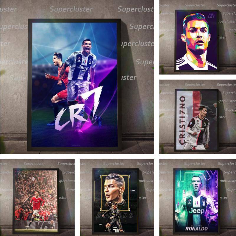 Cristiano Ronaldo ผ้าใบฟุตบอลภาพวาด CR7 ศิลปะโปสเตอร์ภาพผนังพิมพ์ภาพตกแต่งบ้าน