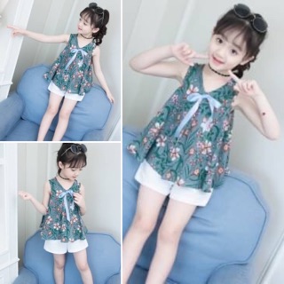 ชุดเซตเสื้อ+กางเกงขาสั้น ลายลูกไม้ ผ้าบางน่ารักๆ
