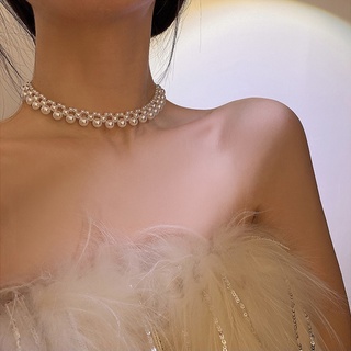 Dili Reba สร้อยคอโซ่สั้น ประดับมุก สไตล์เกาหลี เรโทร หรูหรา สําหรับผู้หญิง