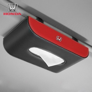 [ Honda ] กล่องทิชชู่ ที่บังแดดรถยนต์ หนัง PU อุปกรณ์เสริม สําหรับ Honda logo CRV Pilot Accord Civic