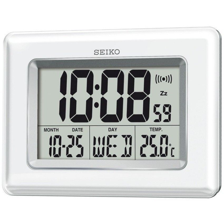 Seiko QHL058W Digital LCD Clock Pearlised - White