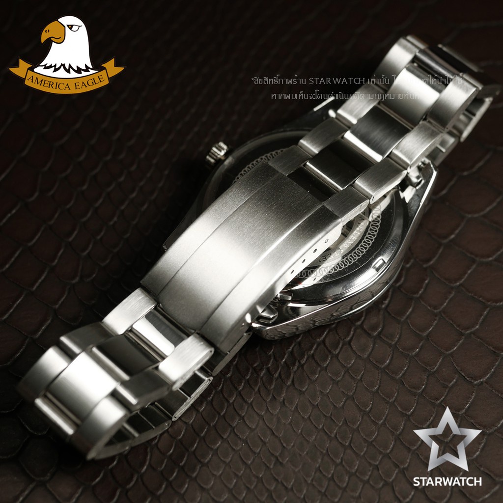 ❄AMERICA EAGLE นาฬิกาข้อมือผู้ชาย สายสแตนเลส รุ่น SW8003G – SILVER/NAVY