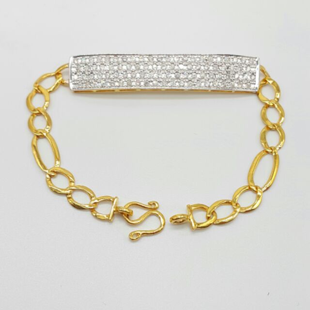 สร้อยเลสข้อมือเพชรแท้เกสร90ตัง,ทองแท้9k