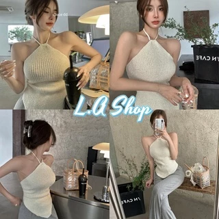 L.A Shop พร้อมส่ง เสื้อคล้องคอไหมพรม ดีเทล เว้าหลังโชหลังสุดเซ็กซี่ "83306"