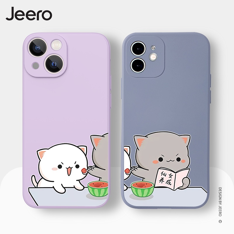 Jeero เคสคู่ เคสไอโฟน คู่รัก กันกระแทกซิลิโคนนุ่มการ์ตูนน่ารักตลก เคสโทรศัพท์ Compatible for iPhone 16 15 14 13 12 11 Pro Max SE 2020 X XR XS 8 7 Plus พลัส HFN112