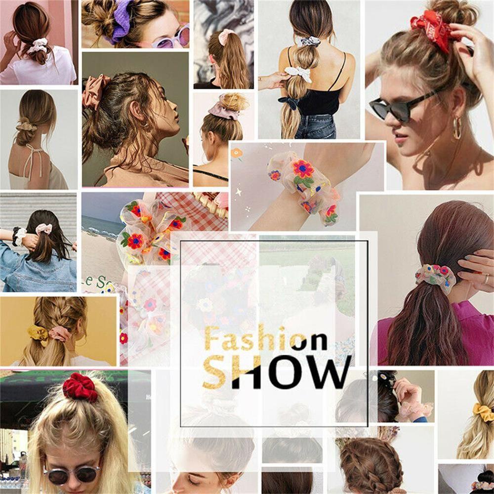 BEBETTFORM Women Girls Daisy Hair Scrunchies Ponytail Holder Stretch