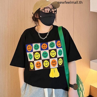 [2XL-6XL] เสื้อยืดแขนสั้น พิมพ์ลายหน้ายิ้ม โอเวอร์ไซซ์ สําหรับผู้หญิง