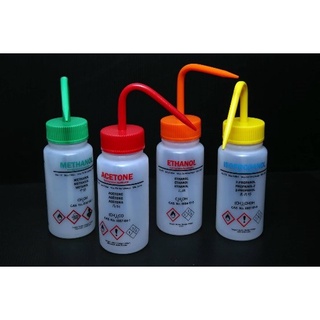 ขวดฉีด (Wash bottle) Acetone, Ethyl Alcohol, Methanol, Isopropanol,(250 ML).