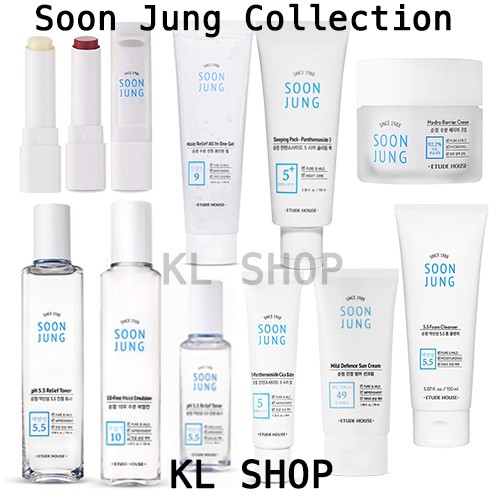 พร้อมส่ง Etude House Soon Jung Hydro Barrier Cream/ pH5.5 Relief Toner/ 10 Free Moist Emulsion/ Cica Balm/ Sun Cream