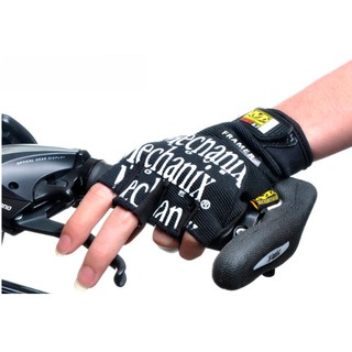 ถุงมือครึ่งนิ้ว Mechanix ดำ ลายขาว