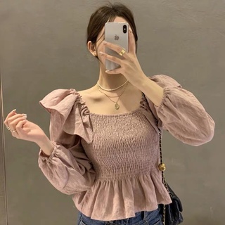 [สินค้าพร้อมส่ง]📍เสื้อครอป แขนพอง ฟรีไซส์👚ใส่สบายเข้าได้กับทุกชุดมี 3 สีให้เลือก