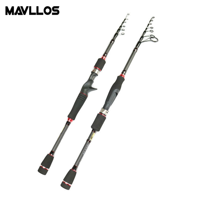 Mavllos Carbon Telescopic Fishing Rod 1.95M 2.4M 2.7M น้ําหนักล่อ 4-21g Fast Ultralight น้ําเค็ม Spinning Casting Rod