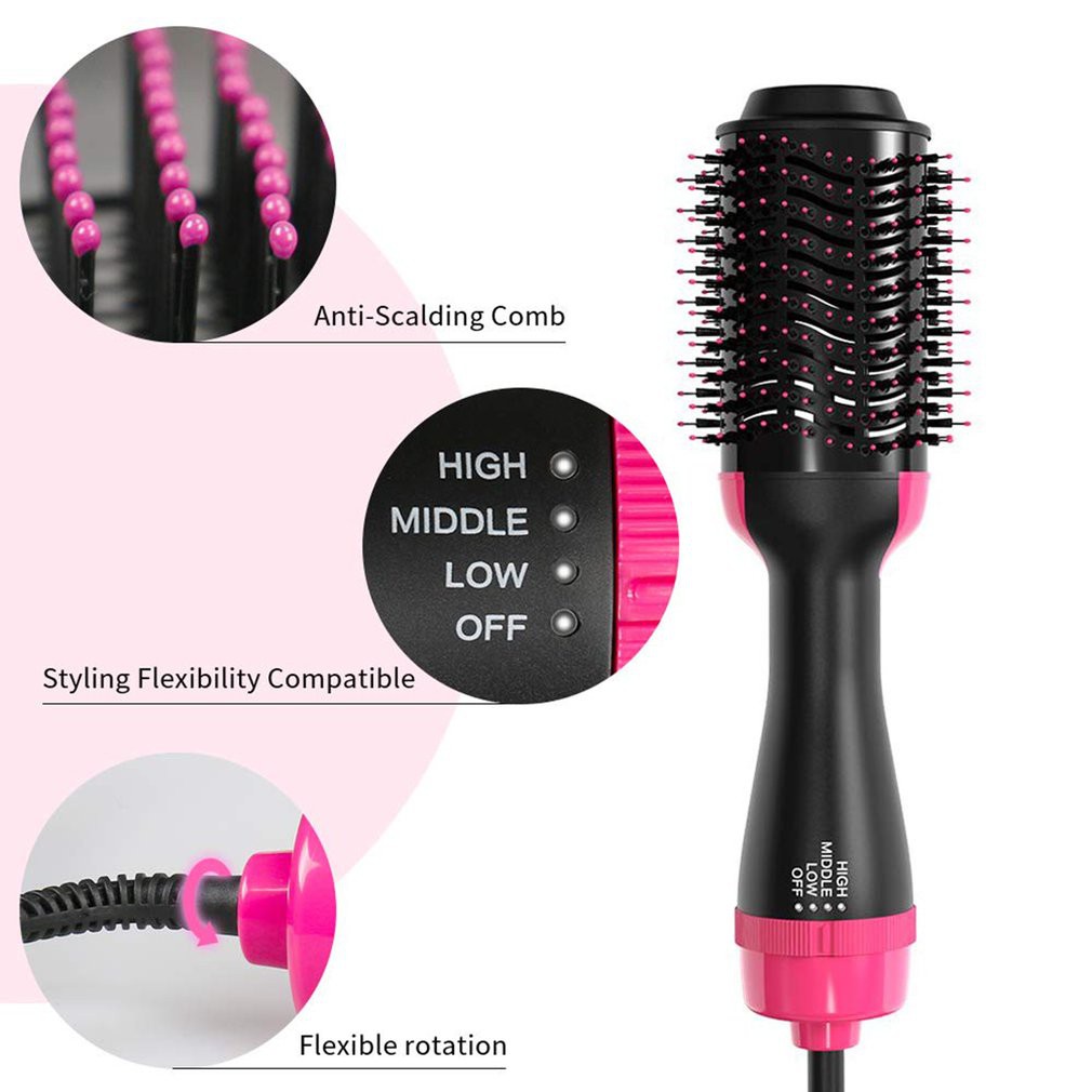 One Step 1000W Hair Dryer Hot Air Comb Negative Ion Blow Hair Curler ...