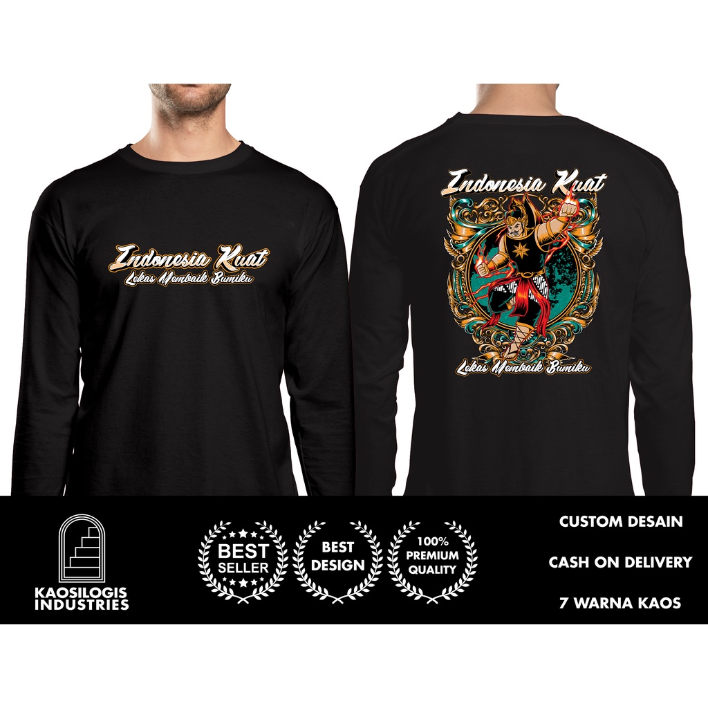 เสื้อยืดแขนยาว 77 YEARS INDONESIA รุ่นพิเศษ GATT KACA DESIGN 2022 DB Cotton Combed 30s NC DTF หน้าจอ