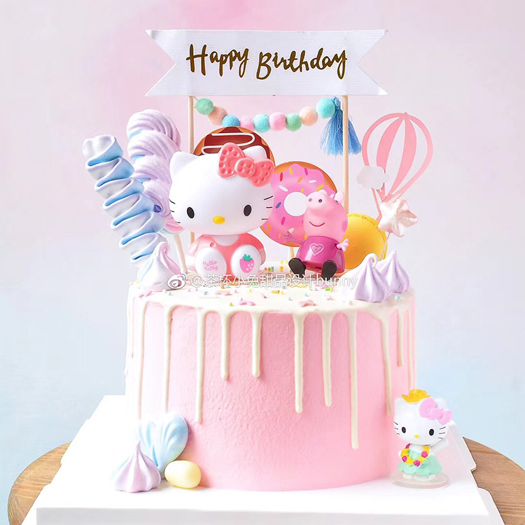 หมวกเค้ก Hello Kitty การ์ตูนตัวละครตกแต่ง Hello Kitty ของเล่นของขวัญวันเกิดงานแต่งงาน - รูปที่ 3