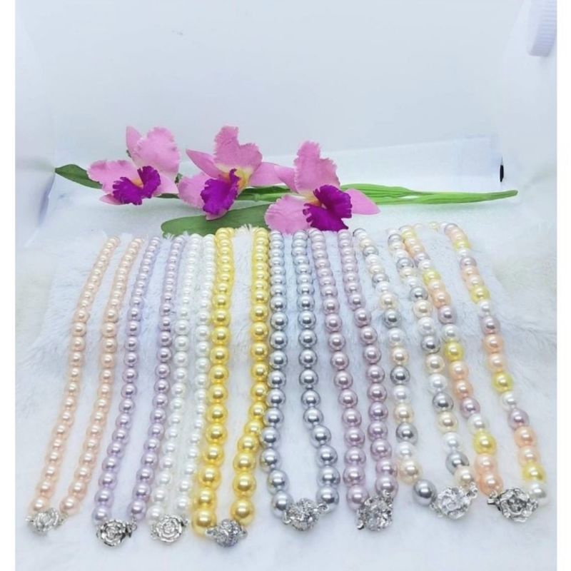 🌺สร้อยคอมุกเปลือกหอย(Mother of pearl)แท้💯%ขนาด10มิล🌺สินค้ามีพร้อมส่งจร้า