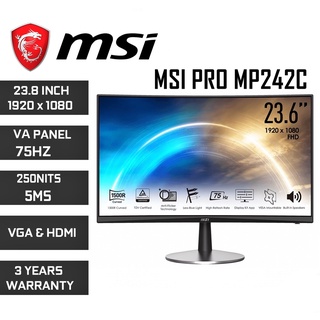 MONITOR (จอมอนิเตอร์) MSI PRO MP242C 24" Full HD VA 75Hz Curved Monitor ประกัน 3 ปี