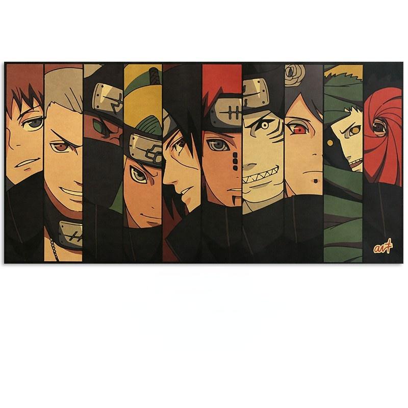 Naruto Anime "Akatsuki Limited Size" โปสเตอร์กระดาษคราฟท์ Naruto วอลล์เปเปอร์โปสเตอร์ติดผนัง ภาพวาด 70*35 ซม.
