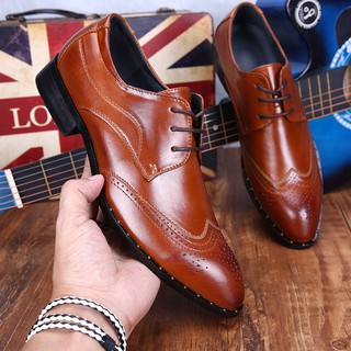 ☞รองเท้าอย่างเป็นทางการ รองเท้าบูท Men Brogue Formal Shoes British Fashion Cheap Brogue ShoesJW1017