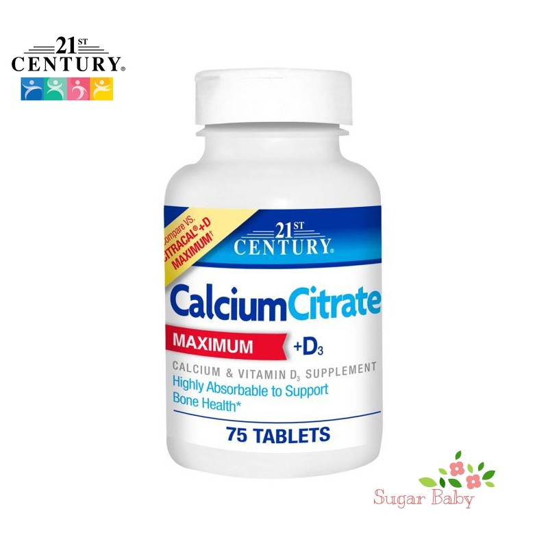 21st Century Calcium Citrate Maximum + D3 แคลเซียมซิเตรต + วิตามินดี 3 บำรุงกระดูก