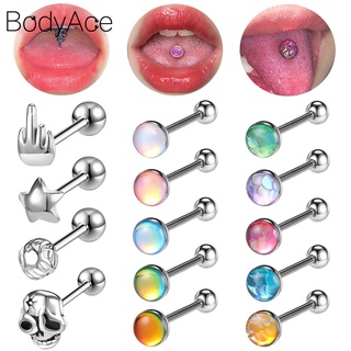 Bodyace จิวลิ้นปลา สเตนเลส สีรุ้ง สําหรับเจาะลิ้นปลา 1 ชิ้น