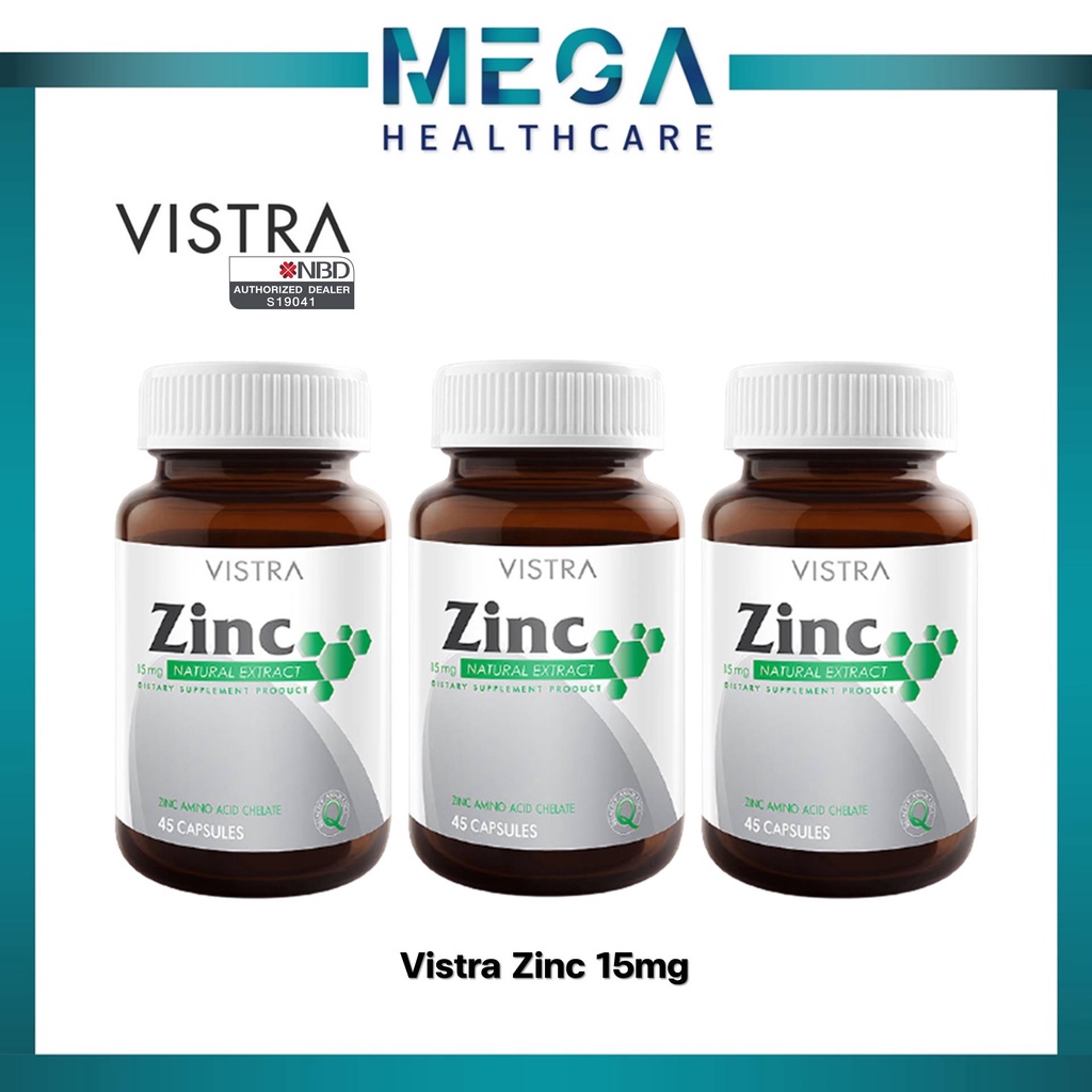 VISTRA Zinc 15mg (45แคปซูล) วิสทร้า ซิงค์ บำรุงภูมิคุ้มกัน