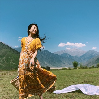 Mellow yellow bohemian dress