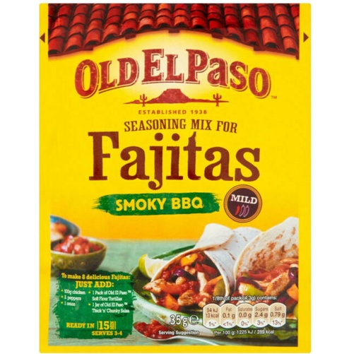 Old El Paso Seasoning Mix For Fajitas Smoky Bbq 35g เครื่องปรุงรส รส บาร์บีคิว  35 กรัม