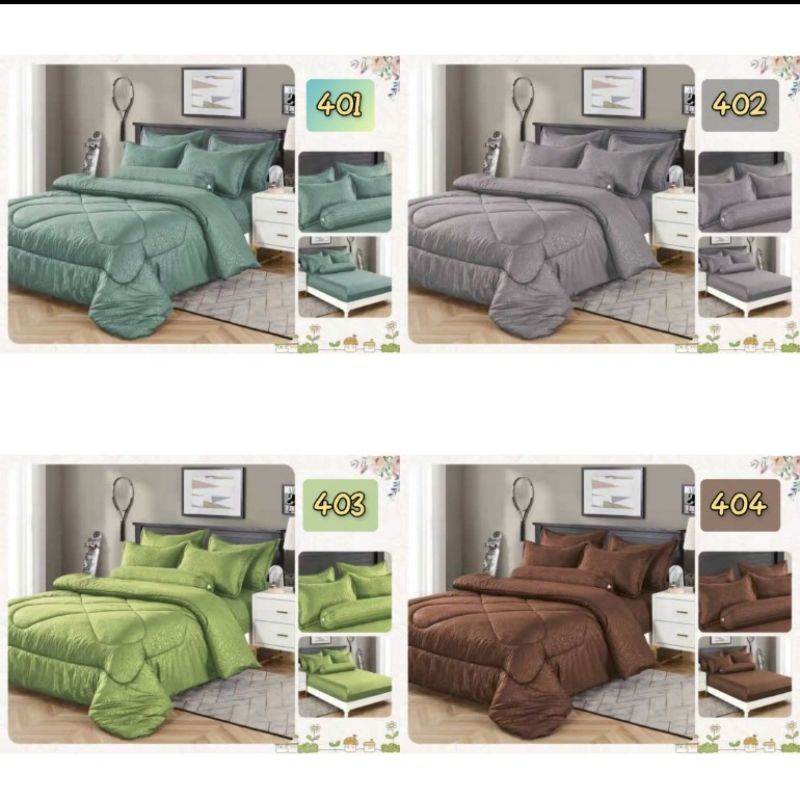 Set Cadar Hotel Plain 100% Cotton 7-in-1 คุณภาพสูง QUEEN Size Hotel Style