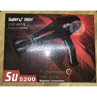 Super V SU5200 ไดร์เป่าผม 2200 Watts มอเตอร์กำลังดำ Profession Hair Dryer เชื่อมต่อหัวไดร์แบบแม่เหล็ก