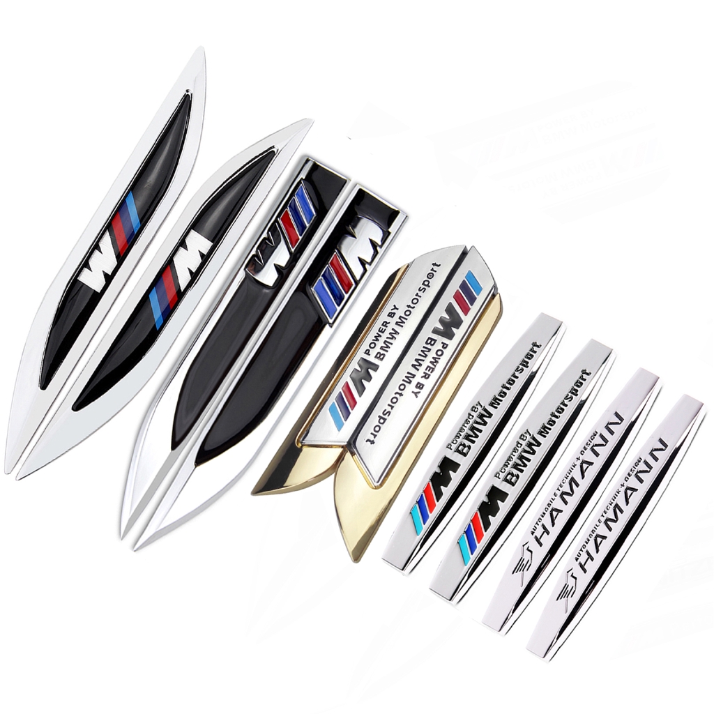 2pcs M Power Hamann AC Alpina โลหะรถสติกเกอร์ Auto Body Side Emblem Badge ด้านหลัง Decal สําหรับ BMW