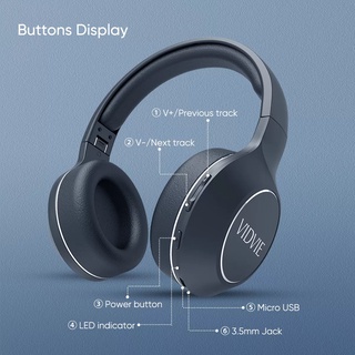 VIDVIE 2107 Wireless Headset Lightweight Foldable with Mic 3.5mm Jack Hi-Fi Stereo Sound Audifonos Headphone