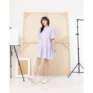 PUFF DRESS IN PURPLE เดรสโอเวอร์ไซส์ แขนพอง สีม่วง