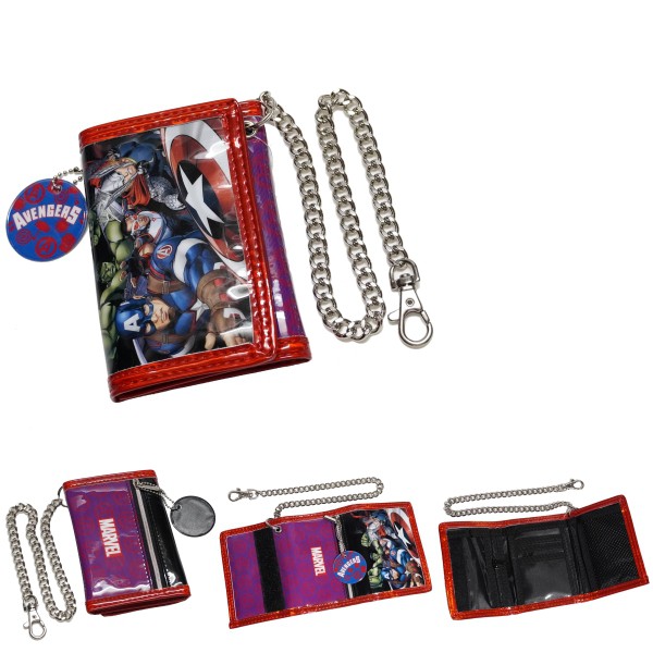 กระเป๋าสตางค์ Avengers MARVEL CaptainAmerican IronMan Hulk Thor โซ่ สีดำ ขนาด 11.5 * 9 ซม. อเวนเจอร์ - รูปที่ 2