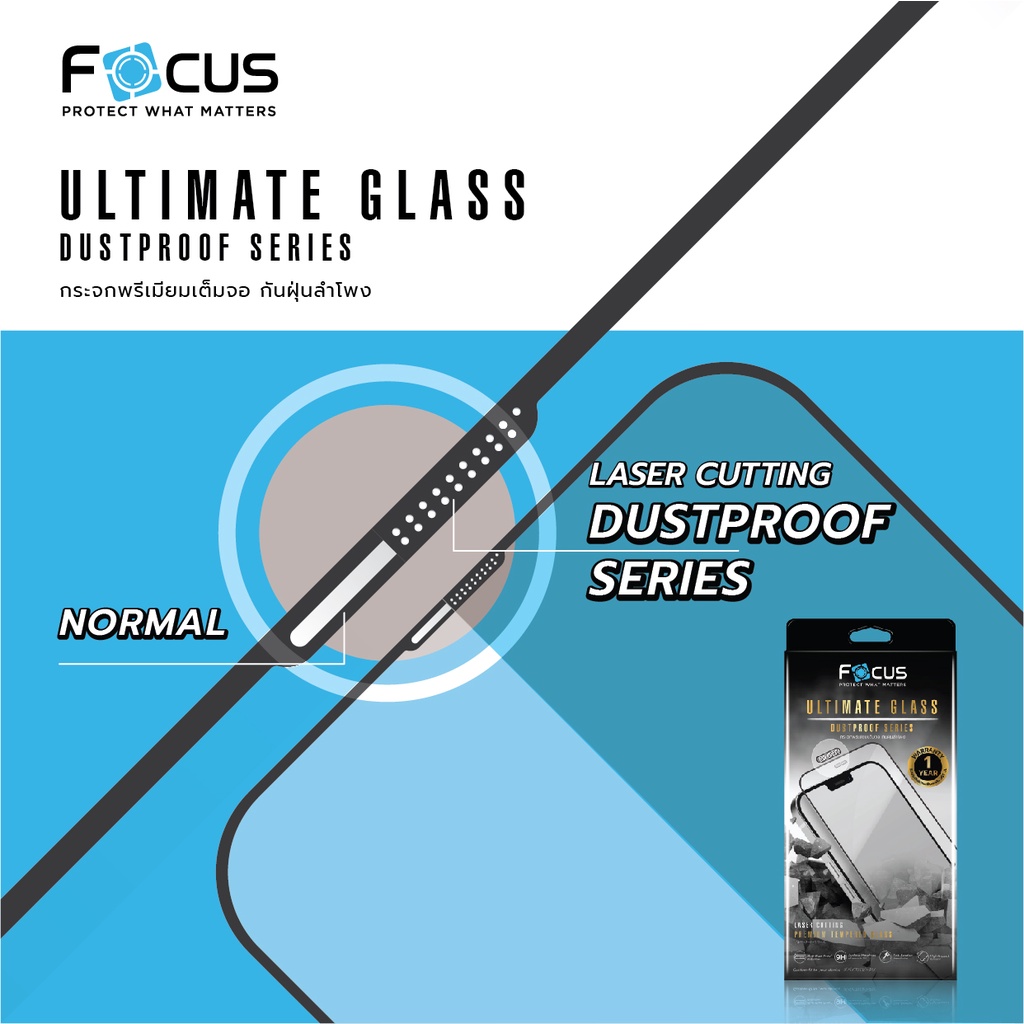 ประกัน1ปี Focus กระจกเต็มจอ Ultimate Glass Dust Proof กันฝุ่นลำโพง