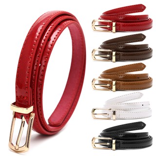 Lady Candy Color Thin Belt Alloy Buckle Faux Leather Waist Chain Strap Waistband