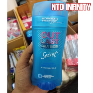 ⚘นำเข้า 🇺🇸 ระงับกลิ่นกาย Secret Outlast Invisible Solid Antiperspirant Deodorant for Women, Completely Clean, 2.6 oz❖