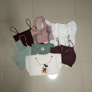 👉🏻ส่งต่อ👈🏻เสื้อครอปแฟชั่น สายเดี่ยว