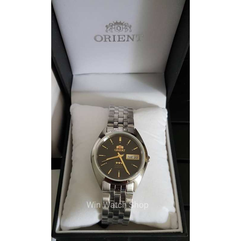 Win Watch shop นาฬิกา Orient 3 Star Crystal Automatic 21 Jewels นาฬิกาผู้ชาย รุ่น ORAB0000AB ระบบออโตเมติก หน้าปัดดำ