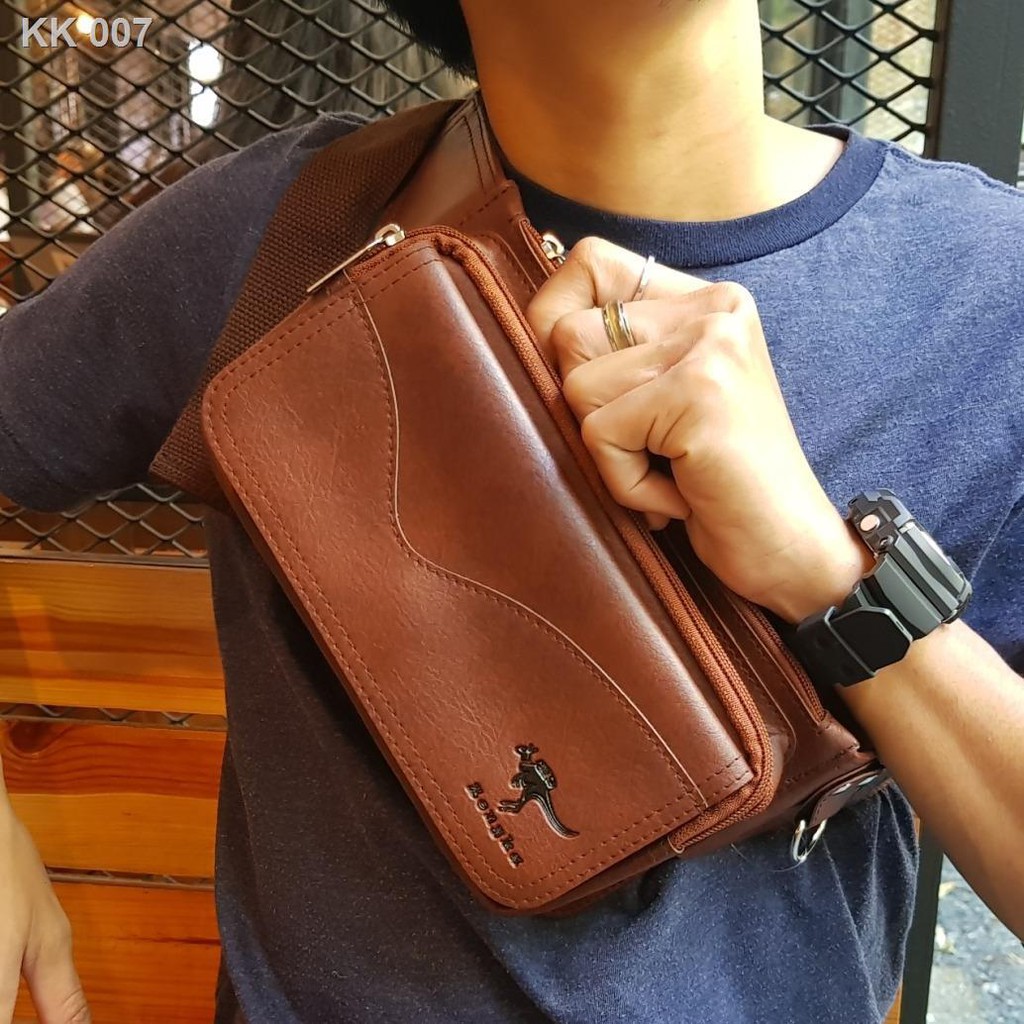 มีของพร้อมส่ง❤❤❐☑♗กระเป๋าคาดอก แบรนด์ zongka  แท้ หนัง pu กันน้ำอย่างดี-