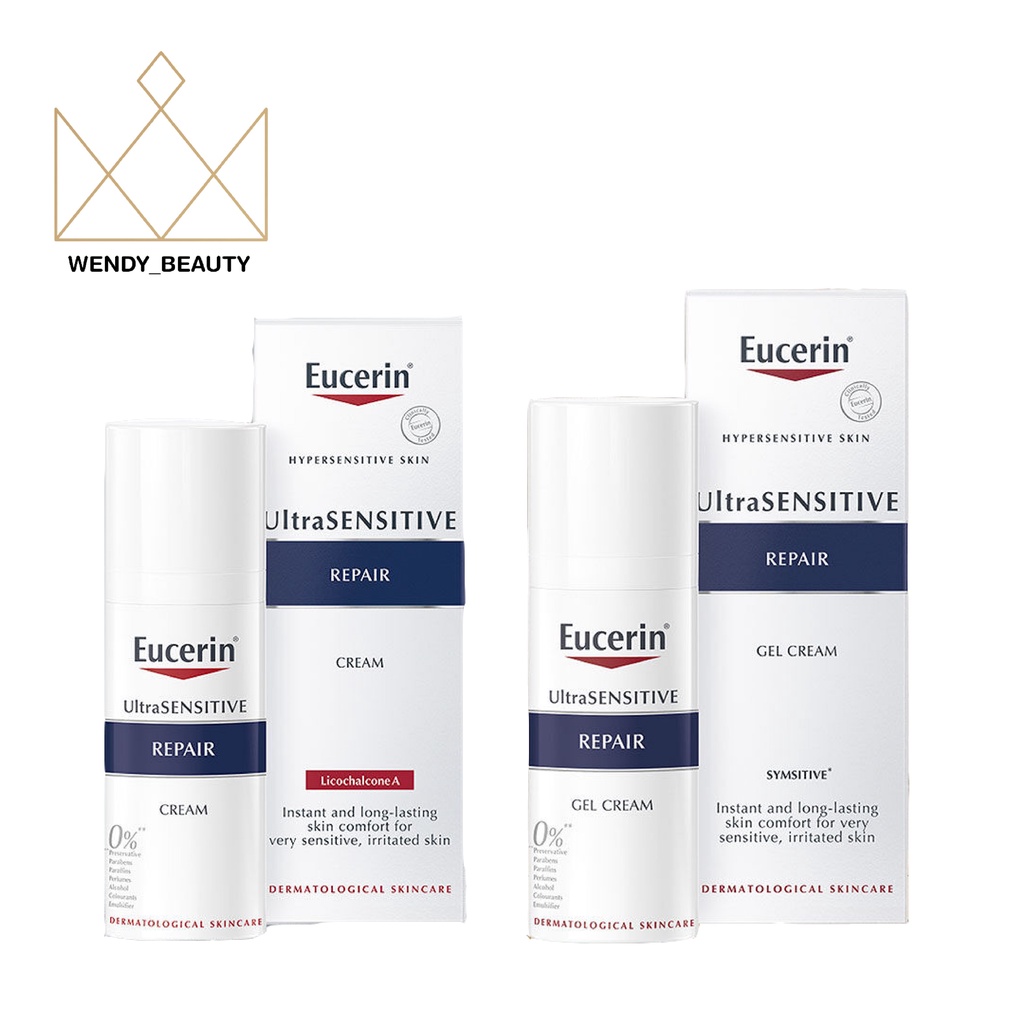 ครีมบำรุงหน้า ผิวแพ้ง่าย Eucerin(ยูเซอริน) UltraSENSITIVE Repair Gel Cream[07/2025] และ Cream[05/2025] ปริมาณ 50 มล.