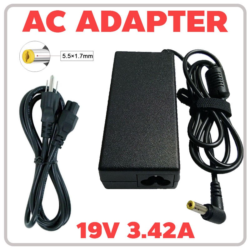 Adapter 19V/3.42A 5.5 x 1.7mm Input voltage: 100-240V ~ 1.5A, 50 - 60HzOutput voltage:19V ~ 3.42A, 6