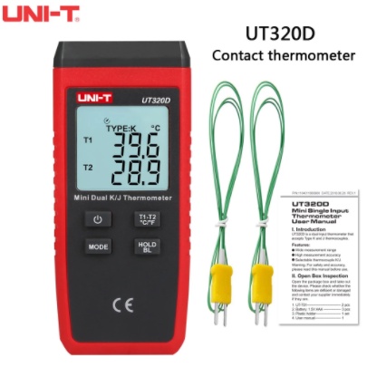 Uni-t UT320A UT320D Contact เครื่องวัดอุณหภูมิ Thermocouple อุณหภูมิเครื่องทดสอบ Dual Channel K/J เค
