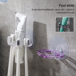 【TTLIFE】WallMounted Toothbrush Holder NonPerforated Bathroom Home Shelf