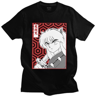 T-shirt  【ชุดกีฬา】เสื้อยืดแขนสั้น ผ้าฝ้าย 100% พิมพ์ลายการ์ตูนอนิเมะ Kawaii Inuyasha Sesshoumaru Higurashi Kagome Merch