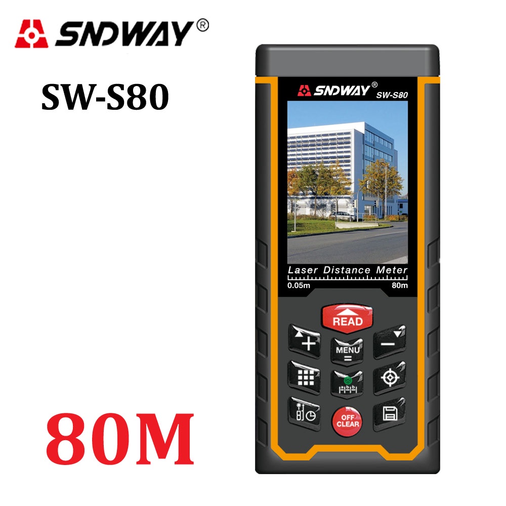 เครื่องวัดระยะเลเซอร์ SNDWAY SW-S80 สำหรับงานกลางแจ้ง วัดระยะได้ไกลสุด 80 เมตร