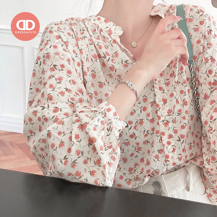 ❤️ 675 เสื้อแขนยาว กระดุมหน้า ลายดอกไม้  - เสื้อทำงาน เสื้อลำลอง - รูปที่ 2