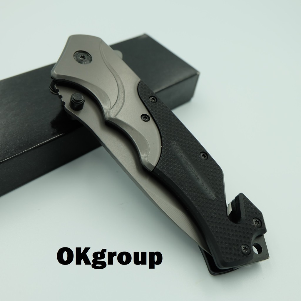 OKgroup NB011-NC Folding knife มีดพับ มีดพกพา มีดเดินป่า มีดพกเดินป่า มีดสวย ที่ทุบกระจก ที่ตัดsafty belt ด้ามจับG10