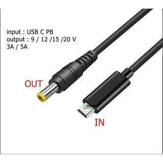 สาย trigger USB-C PD to 9V/12V/15V/19-20V/28V Jack 5.5x2.1-2.5mm 90-95CM Positive/Negative ใช้กับUSB-PD