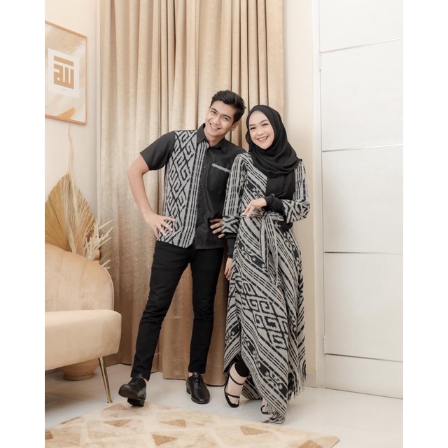 COUPLE RIA RICIS TORAJA WOVEN GREY BATIK CAMPUS COUPLE WEDDING DRESS WOVEN TOP WOVEN OUTER WOVEN COU